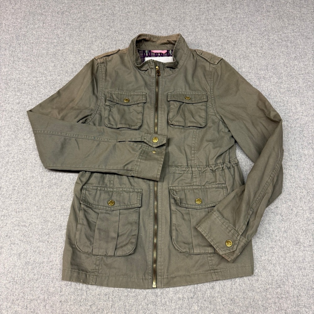 L.O.G.G. Utility Field Jacket Size 8 Olive Green Cotton Zip Pockets Military